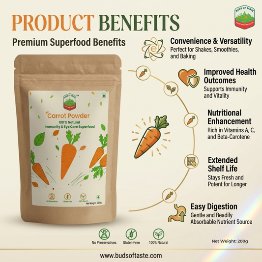Buds of Taste Carrot Powder | Natural Immunity & Eye Care Superfood 200g