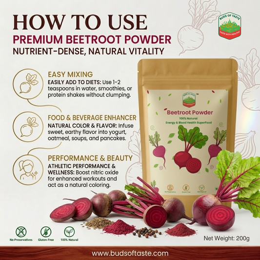Buds of Taste Beetroot Powder | 100% Natural Energy & Skin Booster 200g