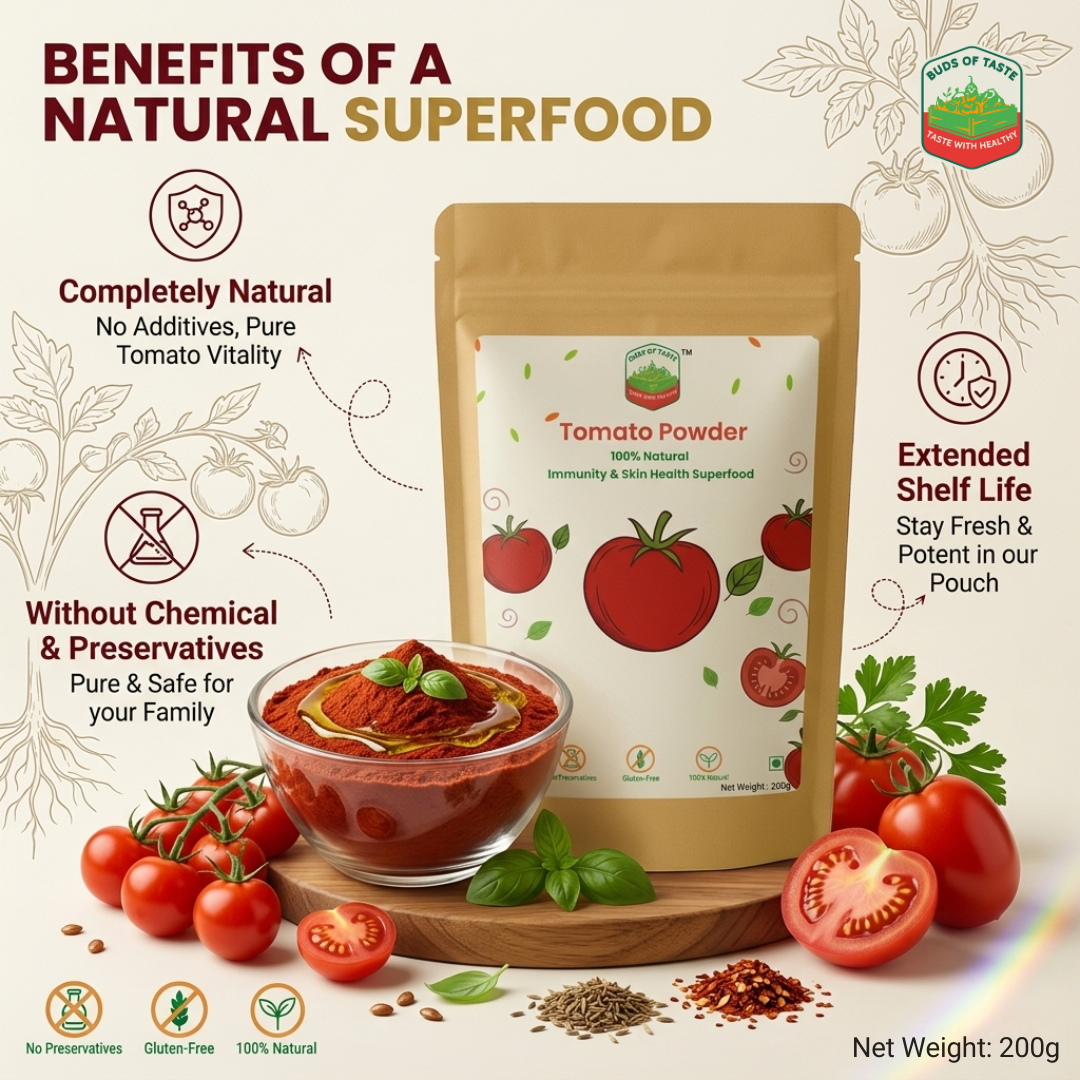 Buds of Taste Tomato Powder | Natural Skin Glow & Heart Health Superfood 200g